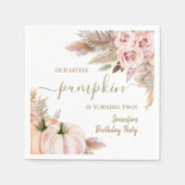 Serviette En Papier Fille d'automne rose Boho anniversaire citrouille (Devant)