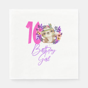 Serviette En Papier Fille de 16 ans anniversaire Mignonne 16e annivers