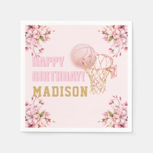 Serviette En Papier Fille de basket-ball Anniversaire personnalisé (Devant)