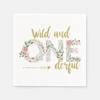 Serviette En Papier Fille de bébé sauvage et impeccable premier annive