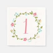 Serviette En Papier Fille de couronne de fleurs 1er anniversaire (Devant)