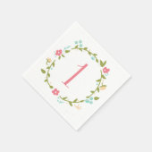 Serviette En Papier Fille de couronne de fleurs 1er anniversaire (Coin)