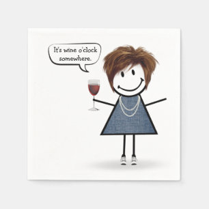 Serviette En Papier Fille de fête avec vin rouge