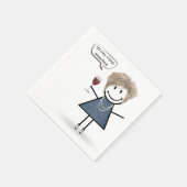 Serviette En Papier Fille de fête avec vin rouge (Coin)