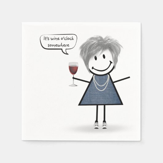 Serviette En Papier Fille de fête avec vin rouge (Devant)