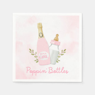 Serviette En Papier Fille de Fête des Bébés avec Bouteilles qui Pètent