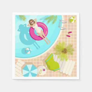 Serviette En Papier fille de fête en piscine en bikini été plage 