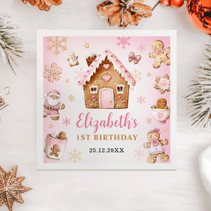 Serviette En Papier Fille de la fête d'anniversaire de la maison en pa
