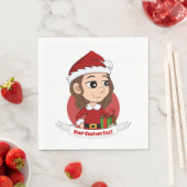 Serviette En Papier Fille de Noël aux cheveux bruns ondulés (En situation)