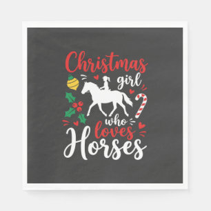 Serviette En Papier Fille de Noël qui aime les chevaux