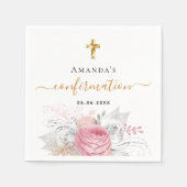 Serviette En Papier Fille de nom blanc rose pâle de confirmation (Devant)