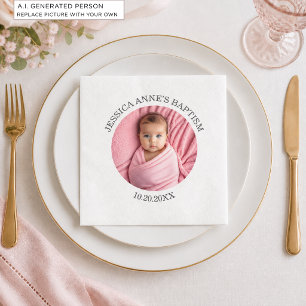 Serviette En Papier Fille de photo spéciale baptême