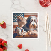 Serviette En Papier Fille De Prière Avec Collie Enclavé (En situation)