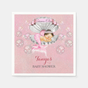 Serviette En Papier Fille de sirène couchant perles de coquille rose