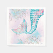 Serviette En Papier Fille de sirène d'aquarelle fête d'anniversaire (Devant)