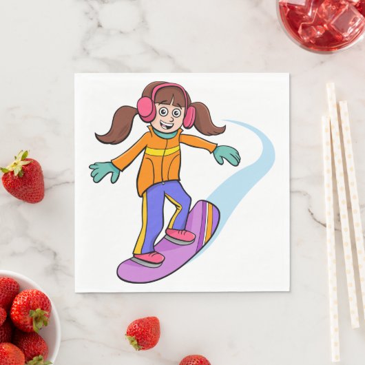 Serviette En Papier Fille de snowboard (En situation)