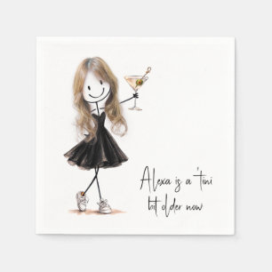 Serviette En Papier Fille de stick figure pour fête d'anniversaire ave