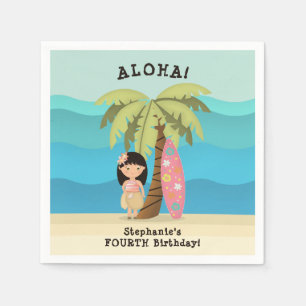 Serviette En Papier Fille de surfer hawaïenne