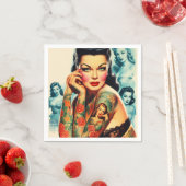 Serviette En Papier Fille de tatouage Old School (En situation)