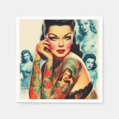 Serviette En Papier Fille de tatouage Old School (Devant)