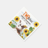 Serviette En Papier Fille de Tournesol de vache Deuxième anniversaire (Coin)