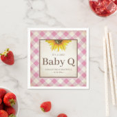 Serviette En Papier Fille de tournesol jaune rustique bébé Q (En situation)
