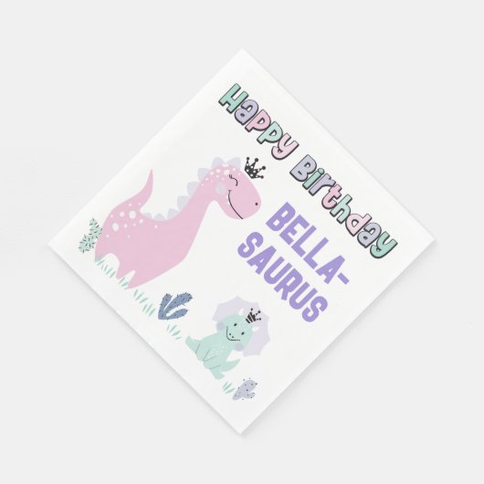 Serviette En Papier Fille Dinosaure Fête d'Anniversaire A-Roar N'impor (Coin)