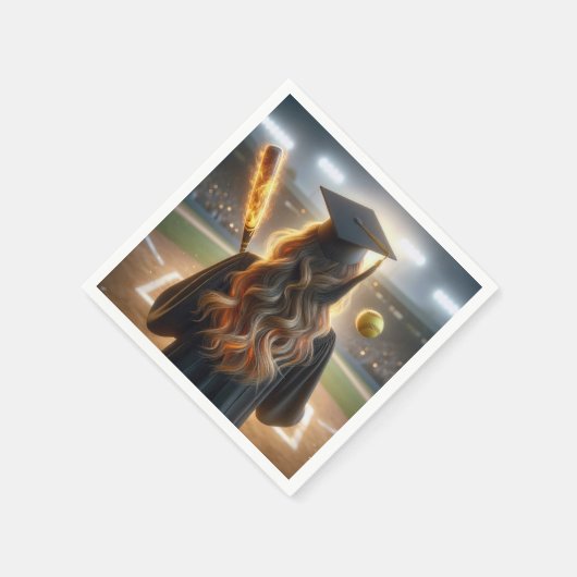 Serviette En Papier Fille Diplômée Avec Chat Flamant et Softball (Coin)