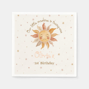 Serviette En Papier Fille du soleil rose Boho 1er anniversaire