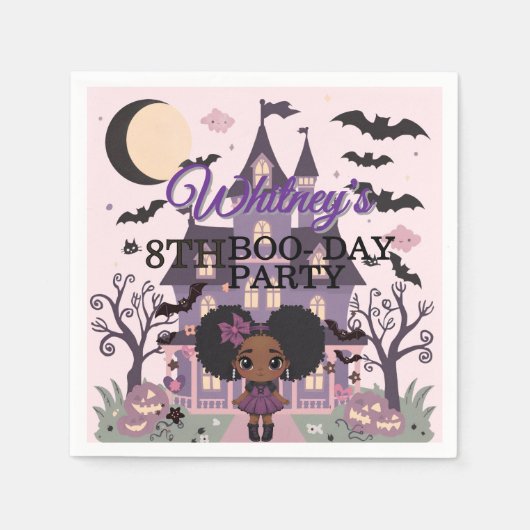 Serviette En Papier Fille éffrayante Purple afro-puff fête d'anniversa (Devant)