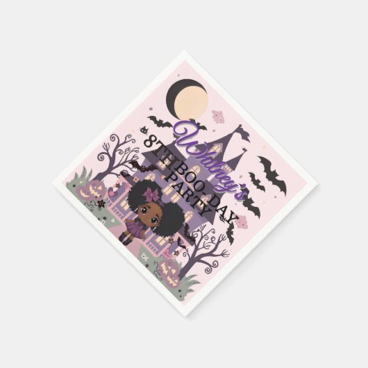 Serviette En Papier Fille éffrayante Purple afro-puff fête d'anniversa (Coin)