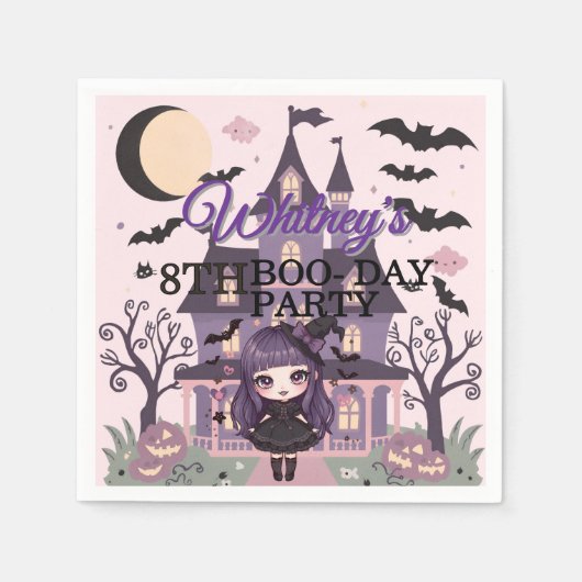 Serviette En Papier Fille éffrayante violet fête d'anniversaire (Devant)