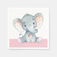 Fille Eléphant Baby shower rose