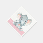 Serviette En Papier Fille Eléphant Baby shower rose (Coin)