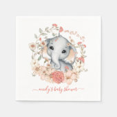 Serviette En Papier Fille Eléphante mignonne Florals Nom Baby shower (Devant)