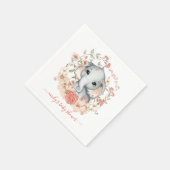 Serviette En Papier Fille Eléphante mignonne Florals Nom Baby shower (Coin)