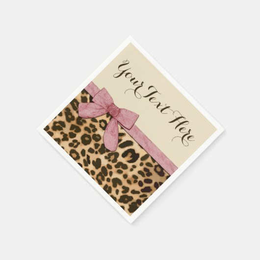 Serviette En Papier Fille Empreinte de léopard Bébé Pink Bow (Coin)