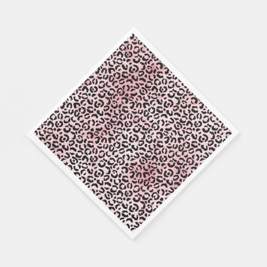Serviette En Papier Fille Empreinte de léopard noir rose (Coin)