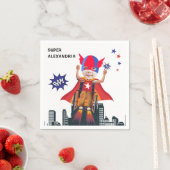 Serviette En Papier Fille en fauteuil roulant Superhero Flying Hero An (En situation)