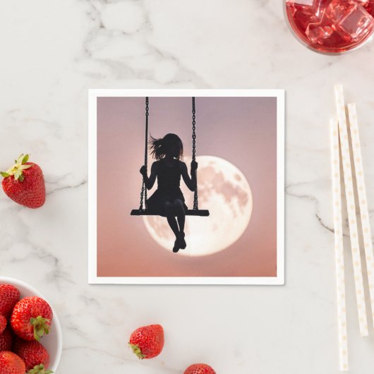 Serviette En Papier Fille En Flèche Avec Lune (En situation)