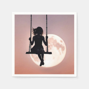 Serviette En Papier Fille En Flèche Avec Lune