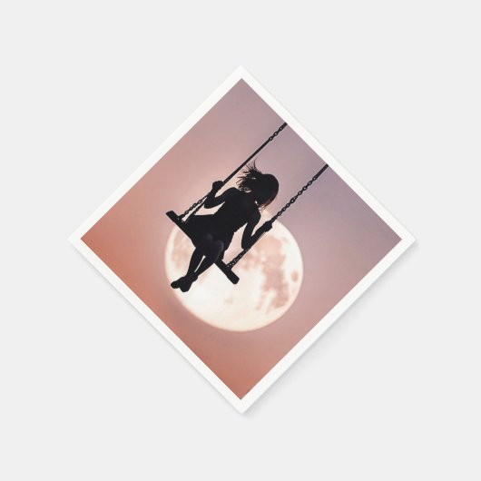Serviette En Papier Fille En Flèche Avec Lune (Coin)