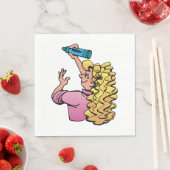 Serviette En Papier Fille enjouée avec crayon (En situation)