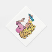 Serviette En Papier Fille enjouée avec crayon (Coin)