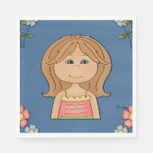 Serviette En Papier Fille Et Fleurs (Devant)