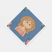 Serviette En Papier Fille Et Fleurs (Coin)