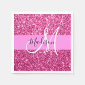 Serviette En Papier Fille et Glam Parties scintillant rose chaud étinc (Devant)