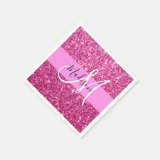 Serviette En Papier Fille et Glam Parties scintillant rose chaud étinc (Coin)