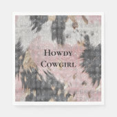 Serviette En Papier Fille étincelante rose Noir Or Cowgirl Cowhide (Devant)