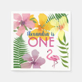 Serviette En Papier Fille Flamant rose rose 1er anniversaire (Devant)